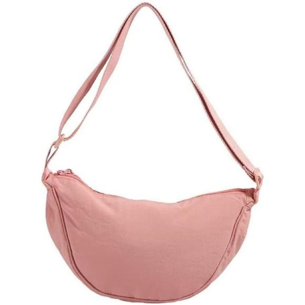 crescent shaped crossbody bag, lightweight Pink